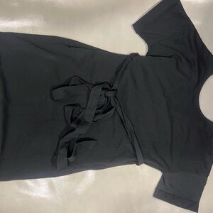 Zara Black Short Sleeve Tie-Waist Dress